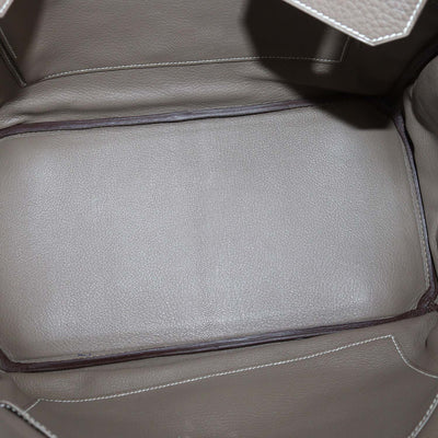 Hermes Etoupe Clemence Leather Palladium Hardware Birkin 35 Bag