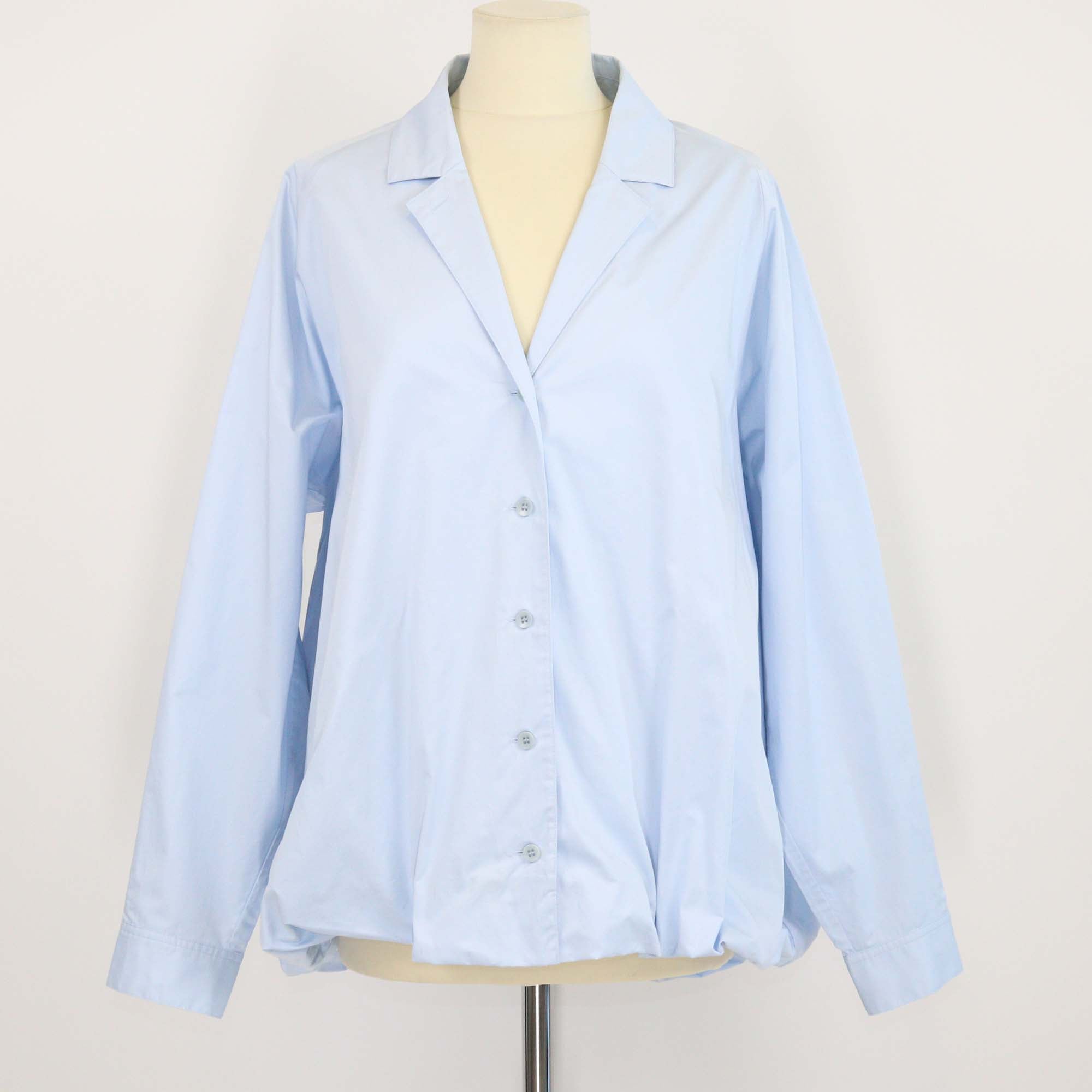Tibi Blue Cotton Long Sleeve Button-Up Top