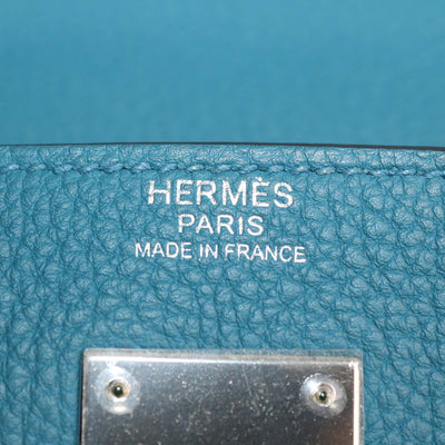 Hermes Vert Bosphore Togo Leather Palladium Hardware Kelly Retourne 32 Bag