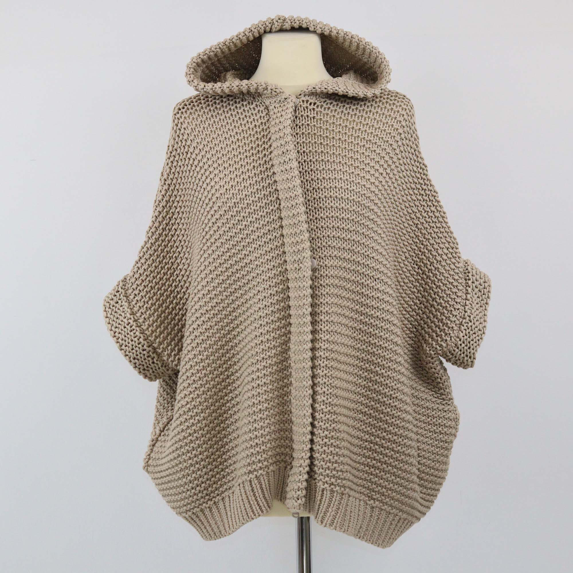 Brunello Cucinelli Beige Chuncky Knitted Hooded Cardigan Womens Brunello Cucinelli 