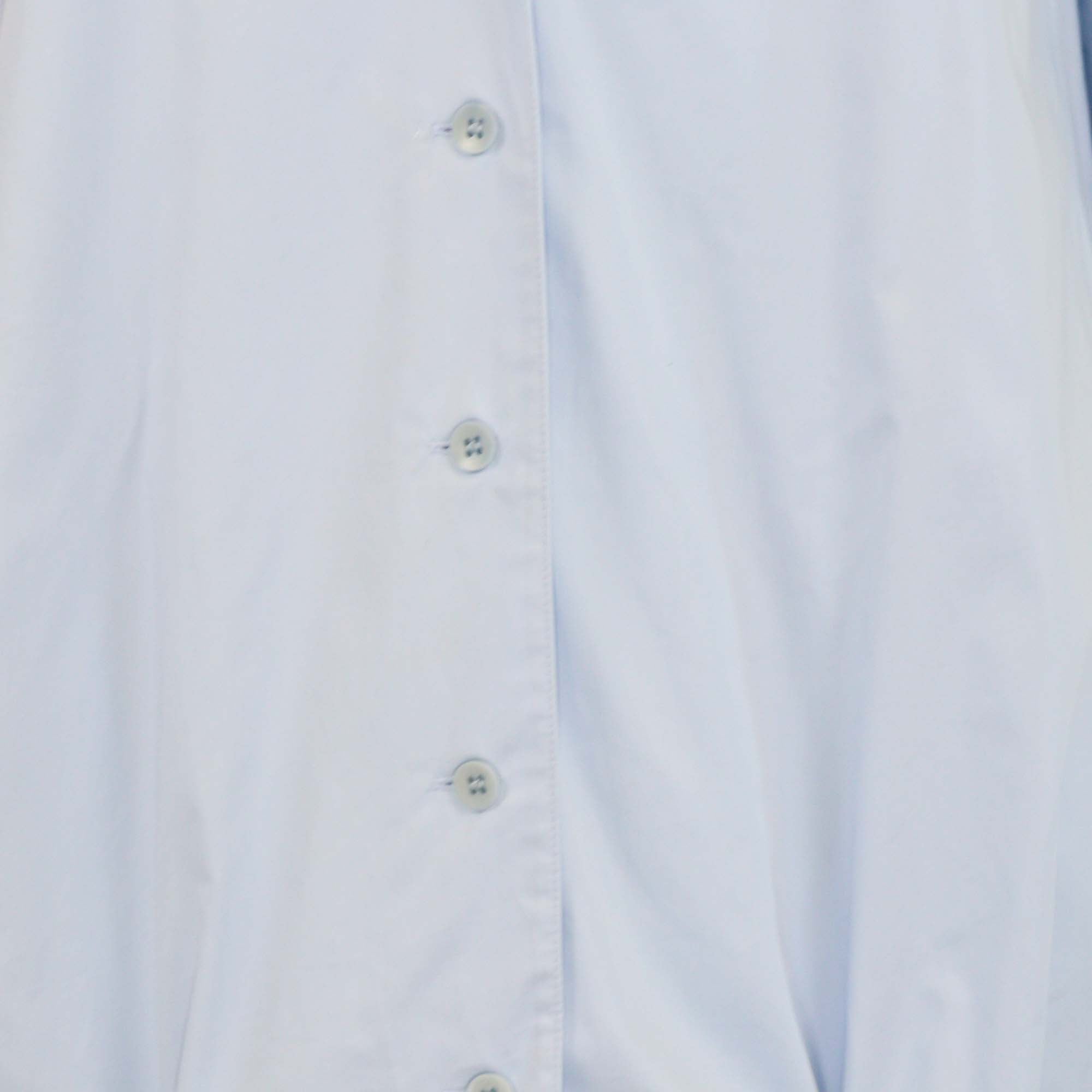 Tibi Blue Cotton Long Sleeve Button-Up Top