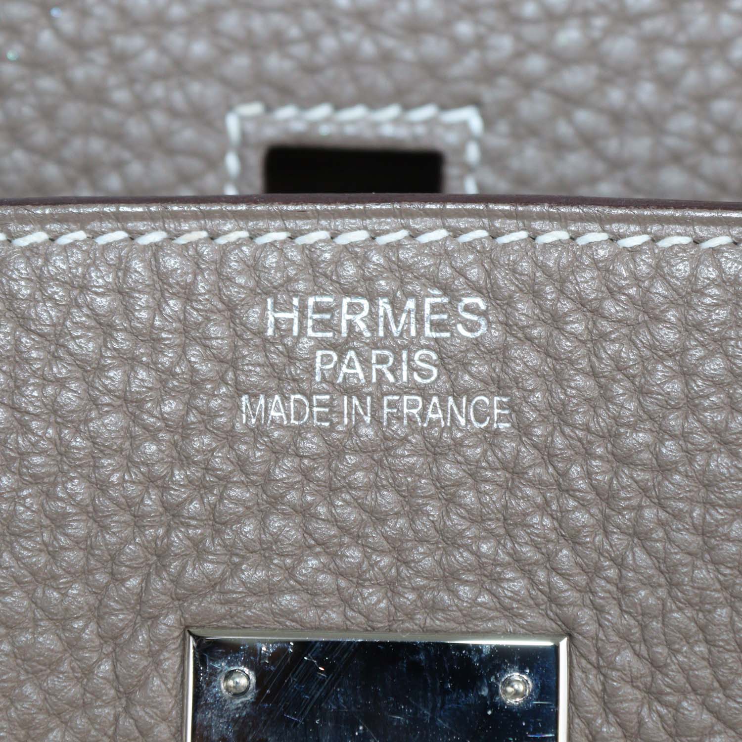 Hermes Etoupe Clemence Leather Palladium Hardware Birkin 35 Bag