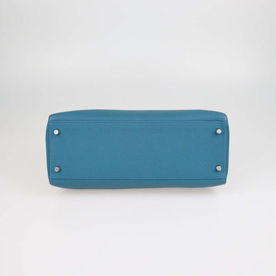 Hermes Vert Bosphore Togo Leather Palladium Hardware Kelly Retourne 32 Bag