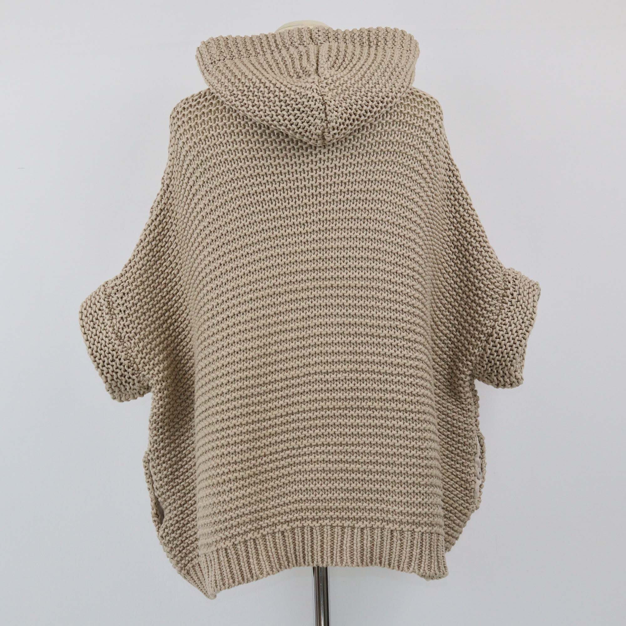 Brunello Cucinelli Beige Chuncky Knitted Hooded Cardigan Womens Brunello Cucinelli 