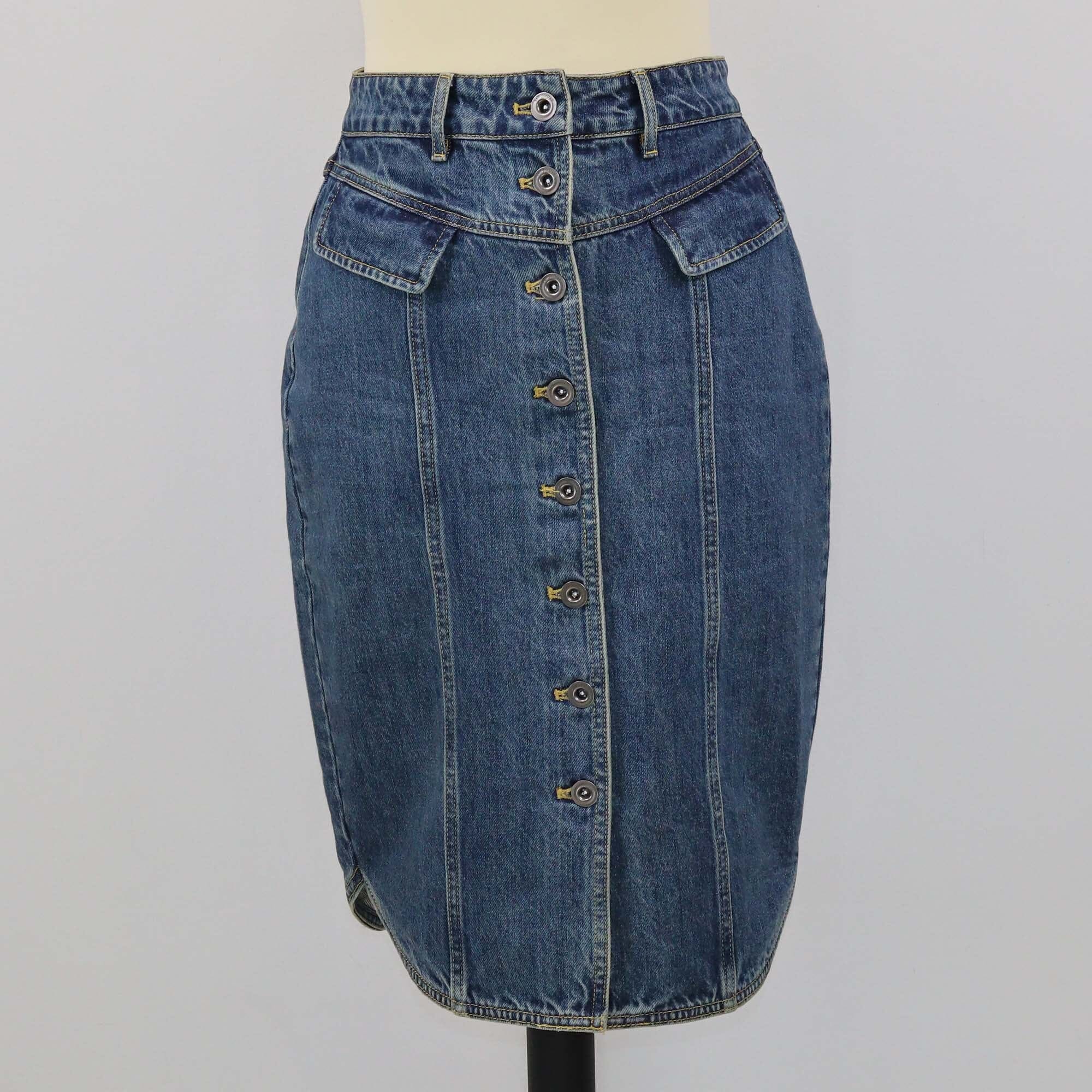 Sef Portrait Blue Denim Midi Skirt Womens Self Portrait 