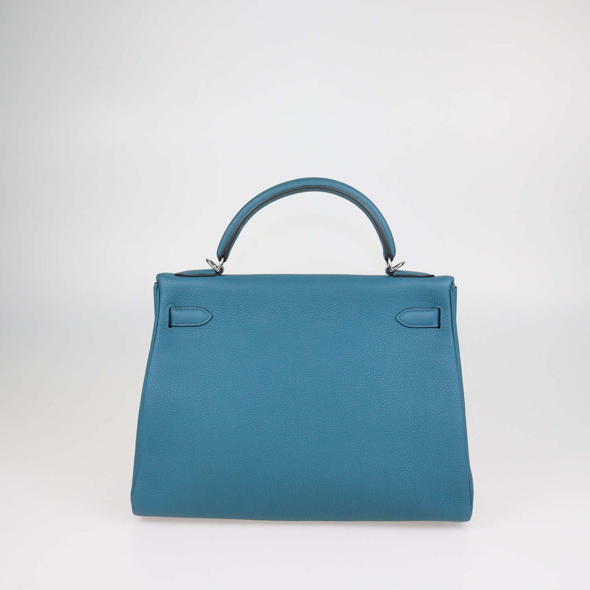 Hermes Vert Bosphore Togo Leather Palladium Hardware Kelly Retourne 32 Bag