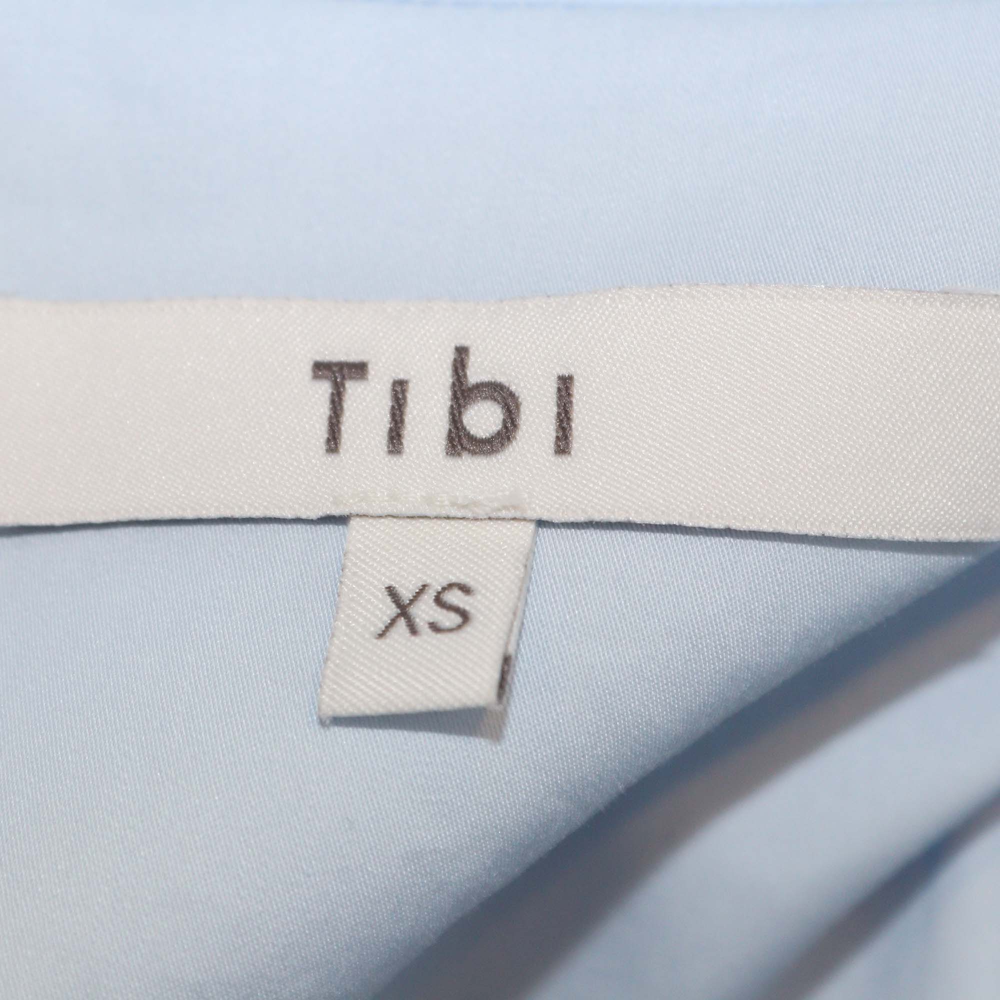Tibi Blue Cotton Long Sleeve Button-Up Top