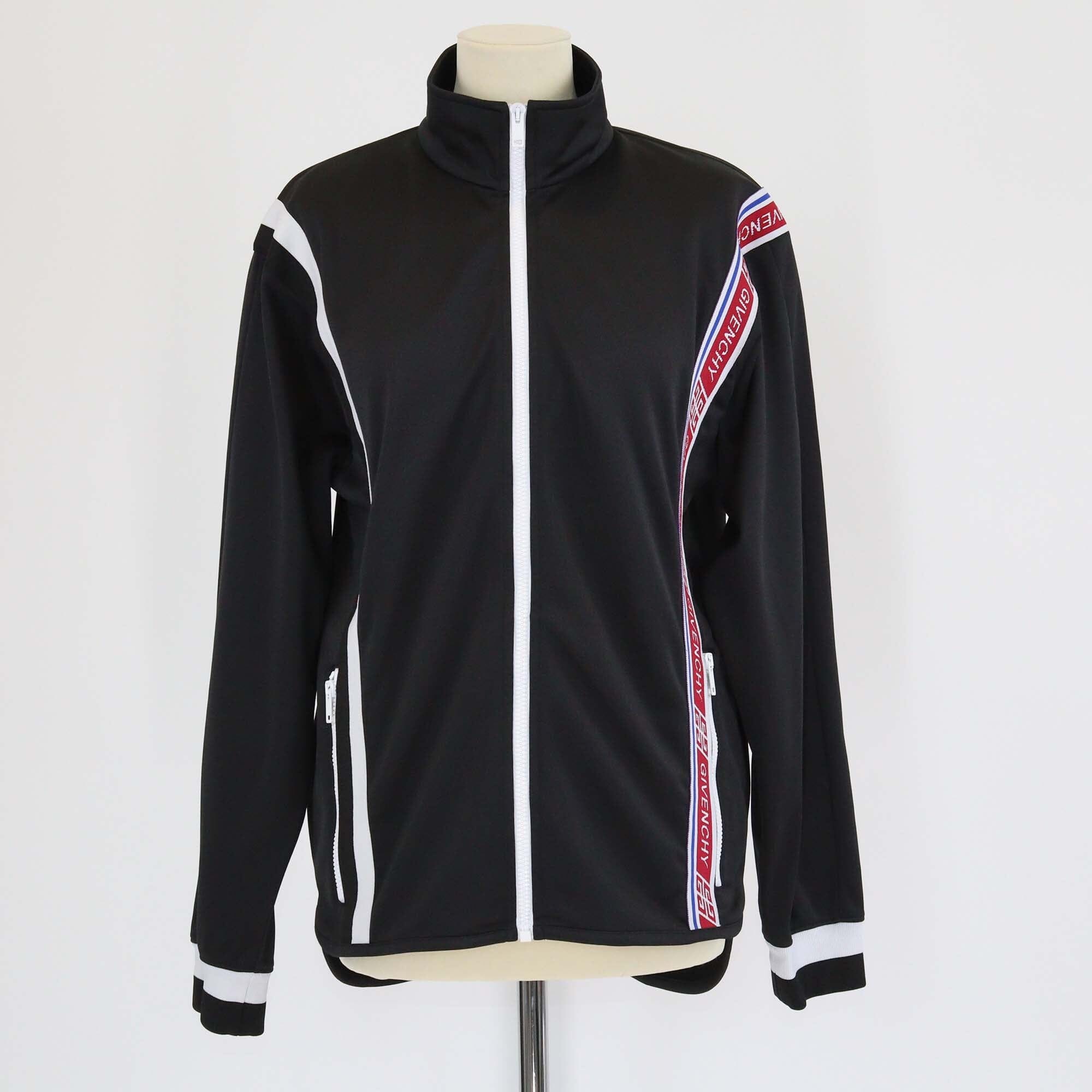 Givenchy Black Logo Tape Zip Up Track Jacket