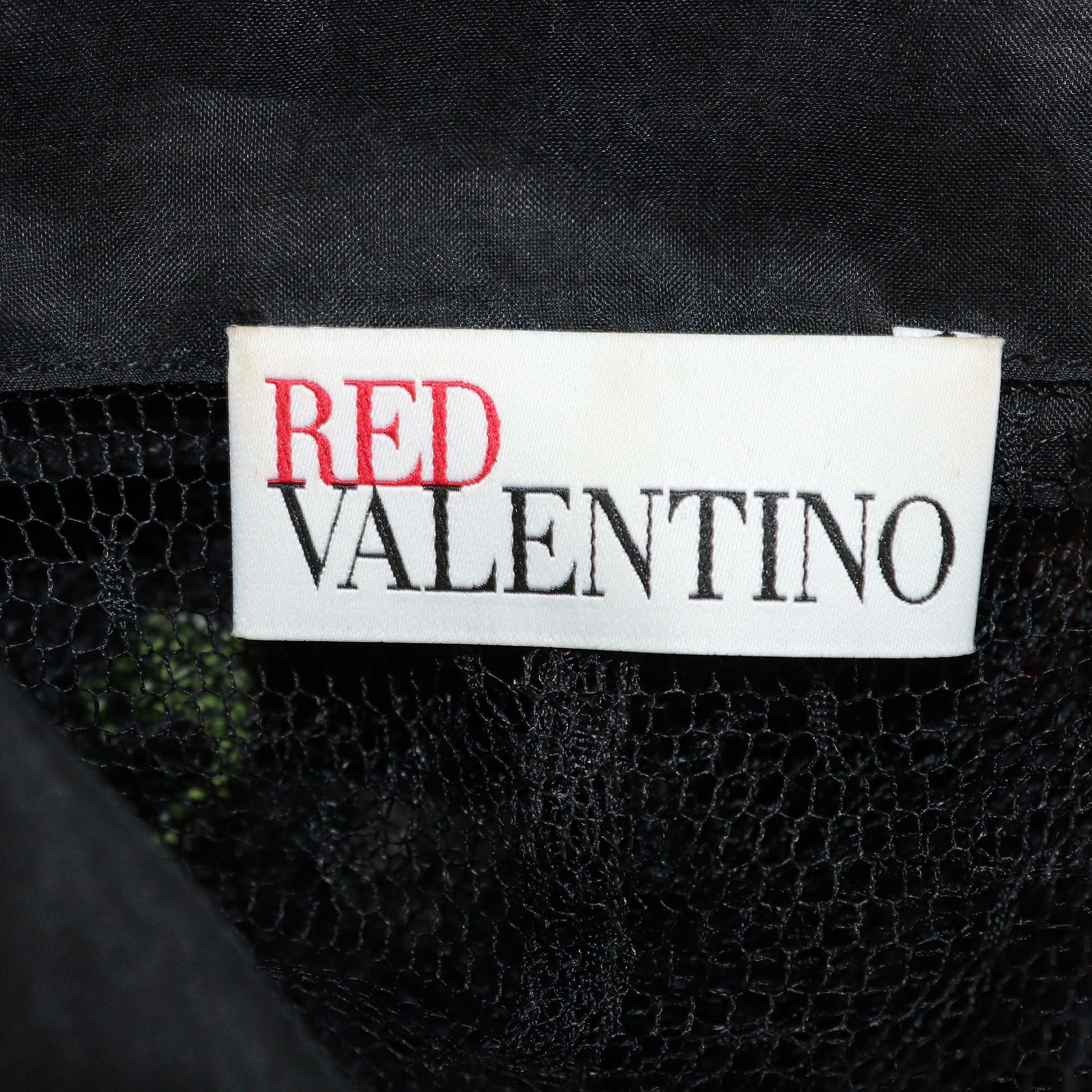 Red Valentino Black Floral Lace Long Sleeve Midi Dress