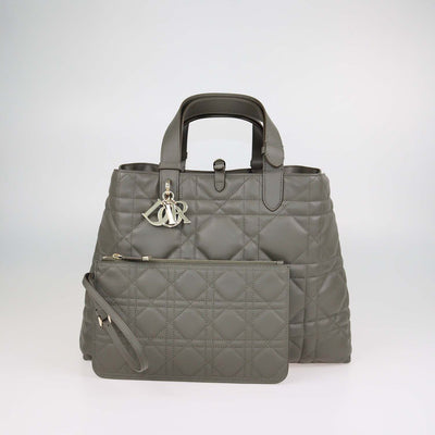 Christian Dior Olive Taupe Macrocannage Leather Large Toujours Bag