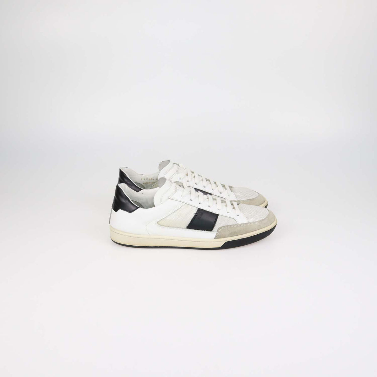 Saint Laurent White,Black Mesh and Leather Low Top Sneakers