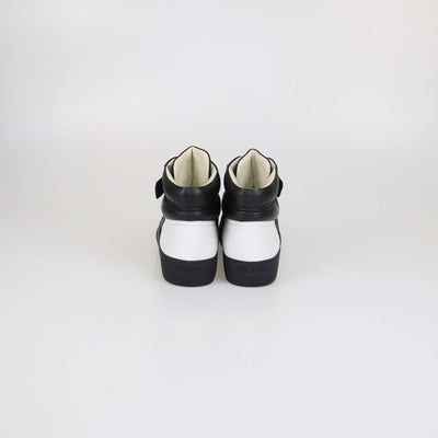 Chanel Black/White Quilted Leather CC High Top Sneakers