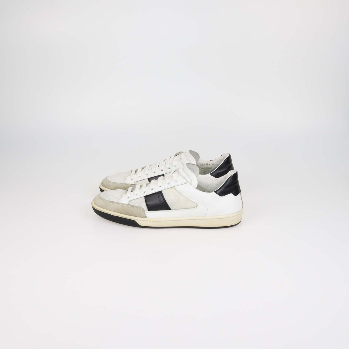 Saint Laurent White,Black Mesh and Leather Low Top Sneakers