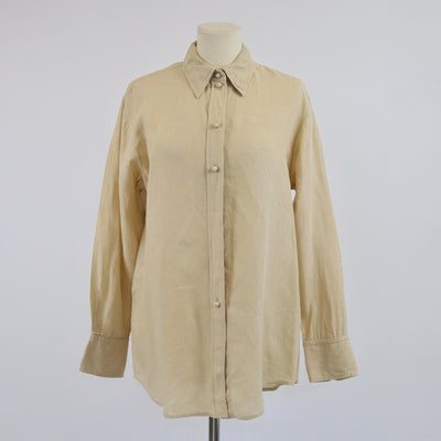 Chloe Light Brown Pearl Bottons Long Sleeve Shirt Womens Chloe 