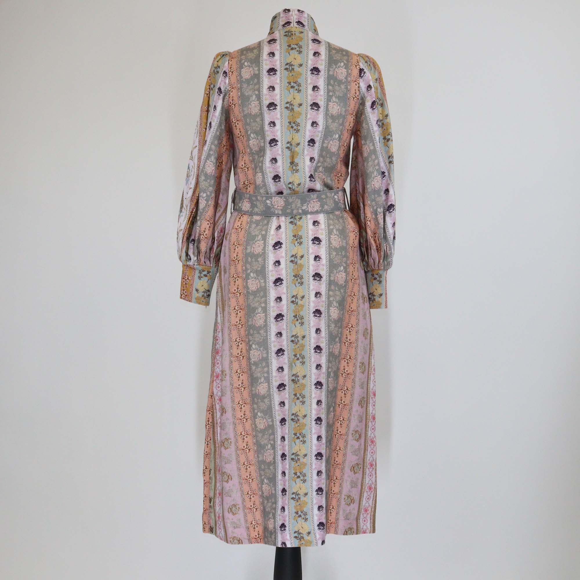 Zimmermann Multicolor Printed Linen Luminosity Belted Long Sleeve Dress