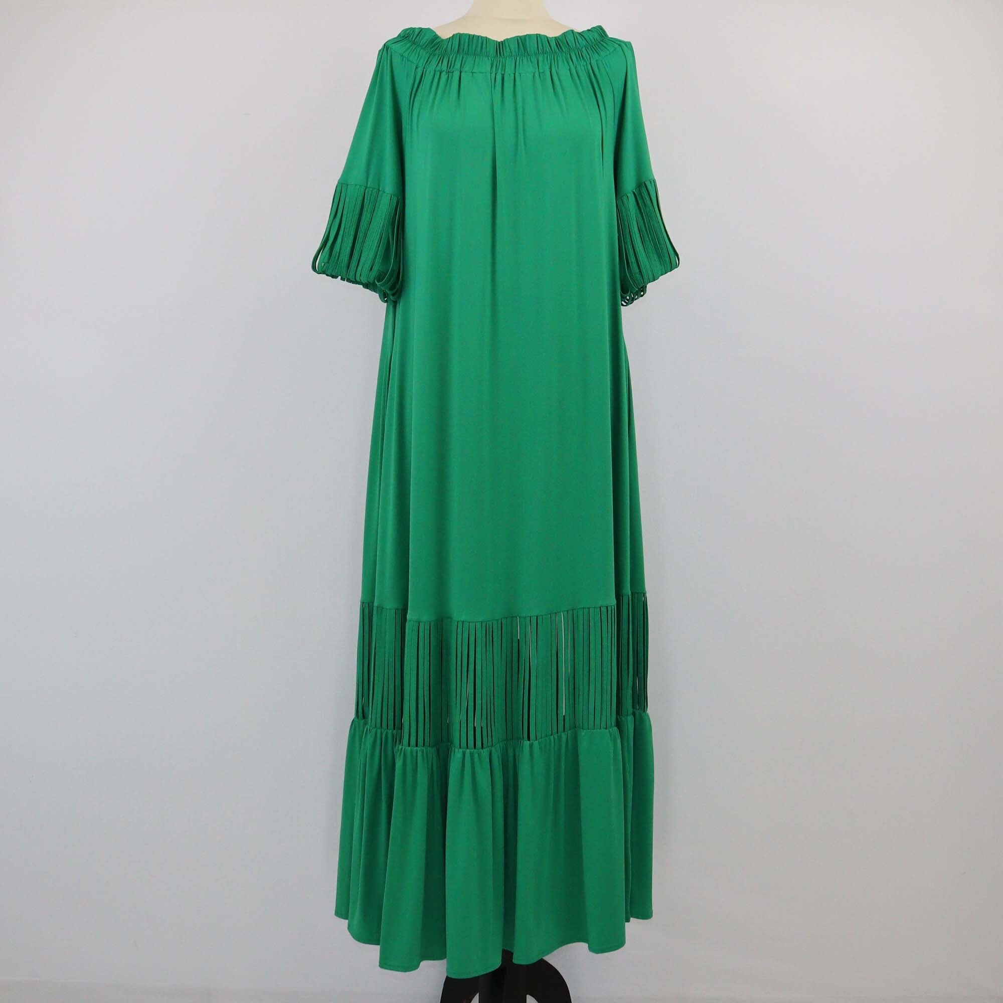 Fabi Freixo Green Fringe Midi Dress Womens Fabi Freixo 