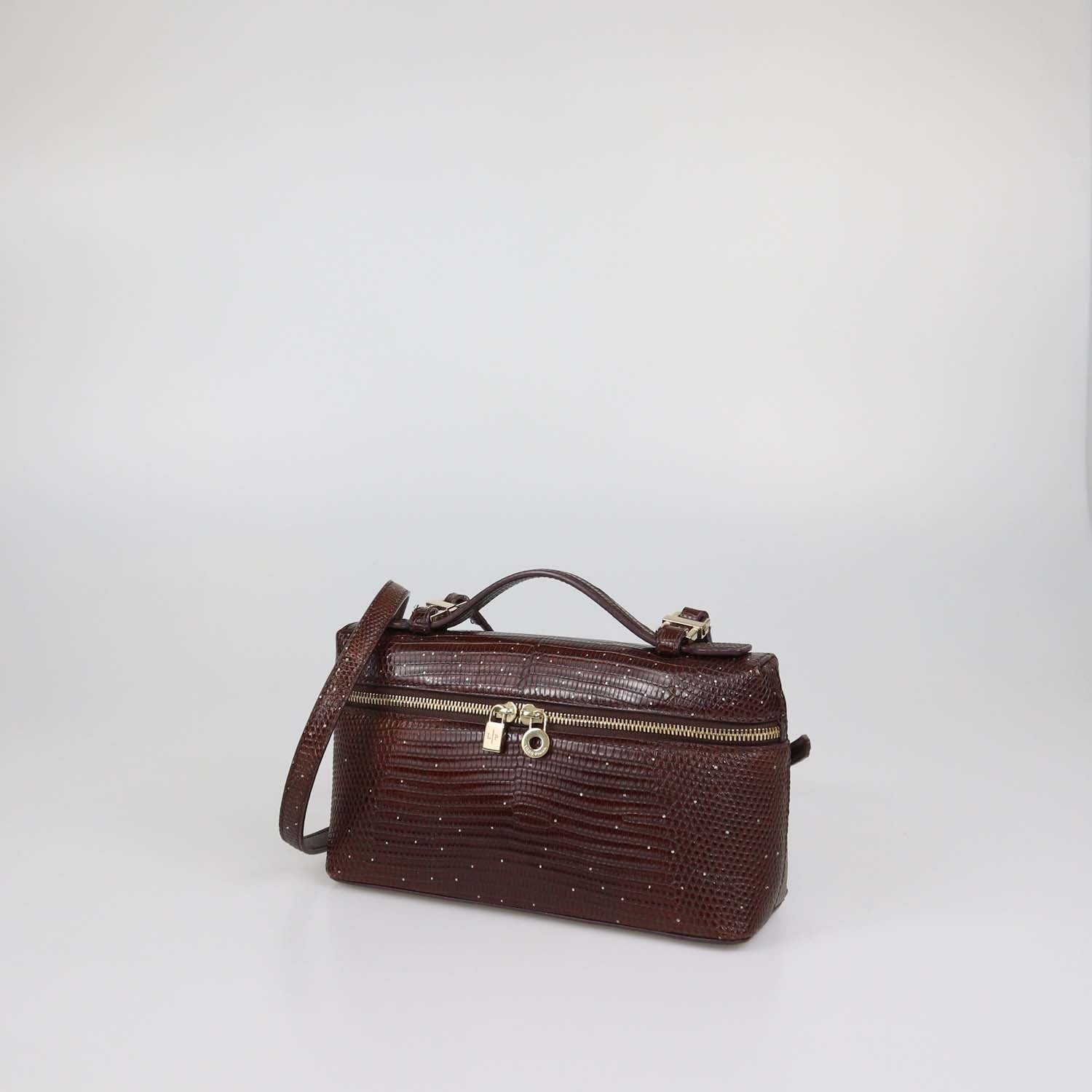 Loro Piana Dark Brown Lizard Extra Pocket L19 Pouch
