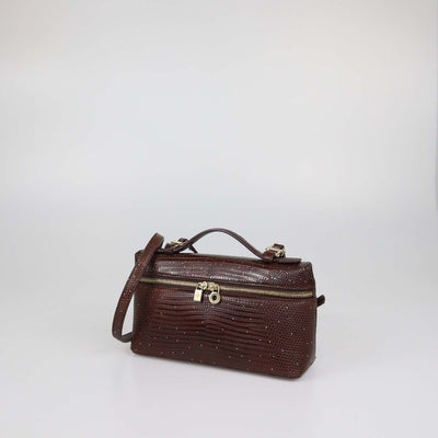 Loro Piana Dark Brown Lizard Extra Pocket L19 Pouch