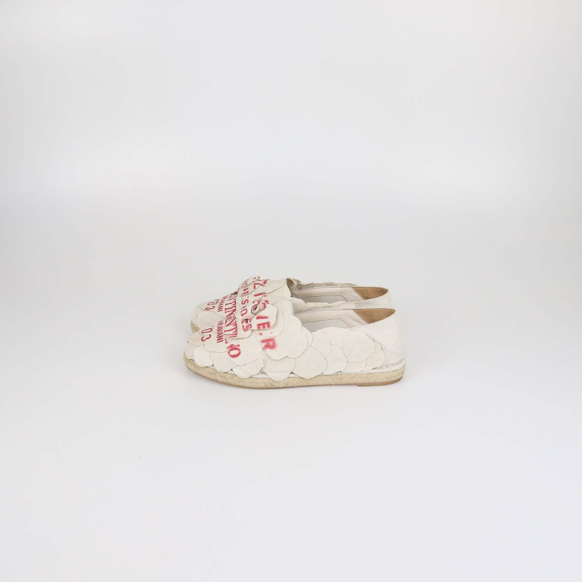 Valentino Natural Canvas Atelier 03 Rose Edition Espadrille Flats