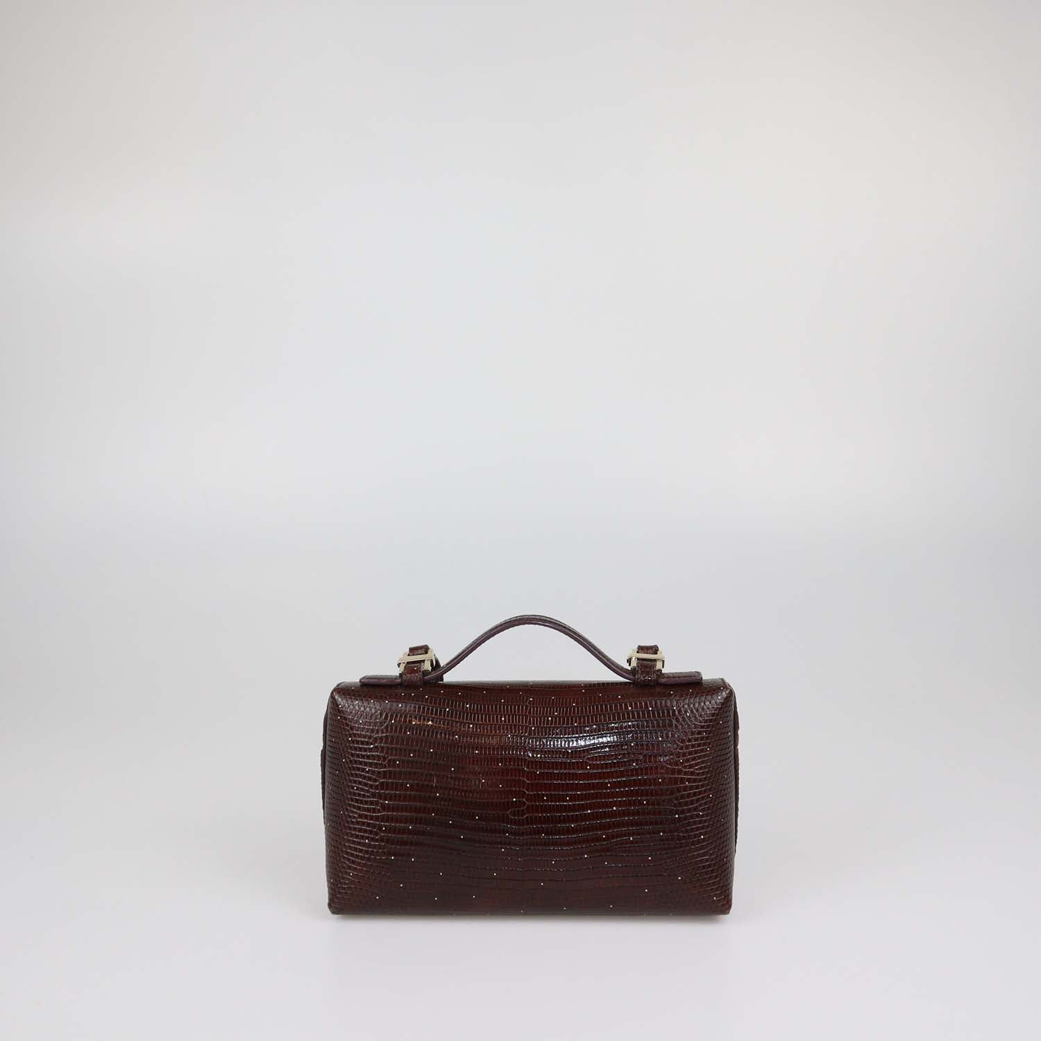 Loro Piana Dark Brown Lizard Extra Pocket L19 Pouch