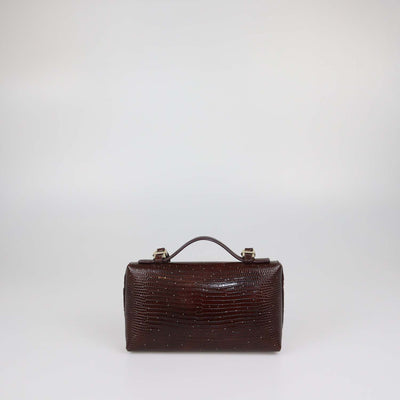 Loro Piana Dark Brown Lizard Extra Pocket L19 Pouch