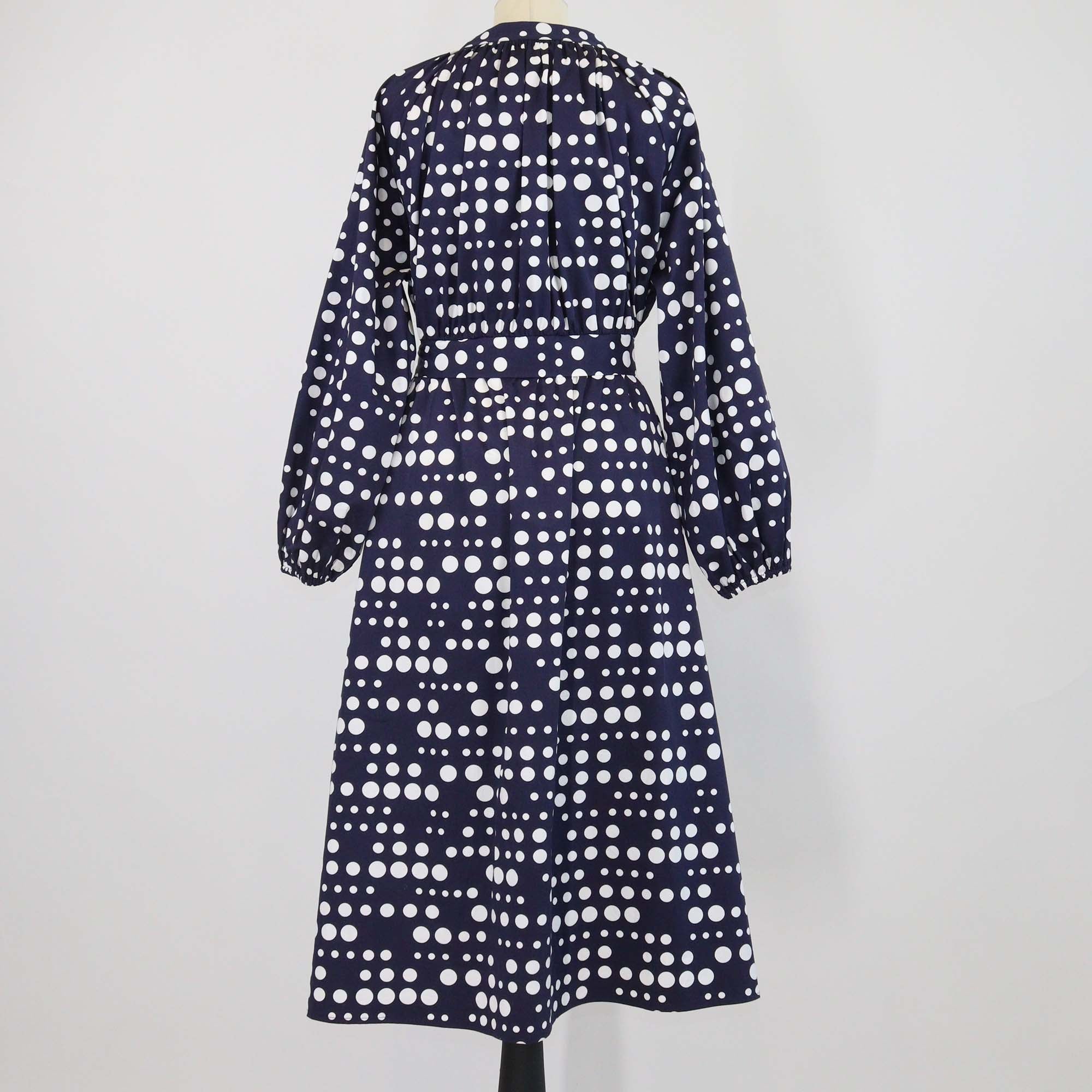 Libertine Navy Blue /White Cotton Polka Dots Belted Dress
