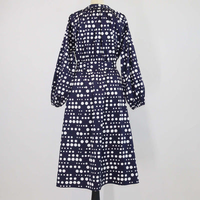 Libertine Navy Blue /White Cotton Polka Dots Belted Dress
