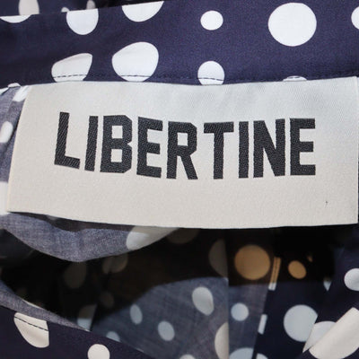 Libertine Navy Blue /White Cotton Polka Dots Belted Dress