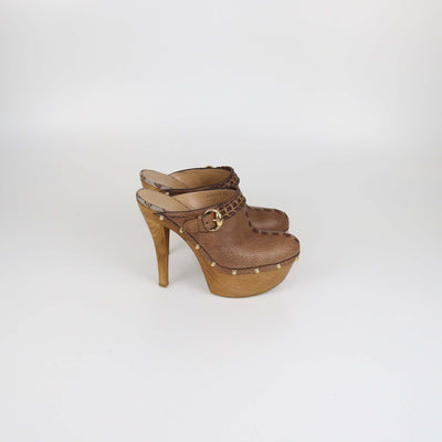 Gucci Brown Leather Janis Clogs