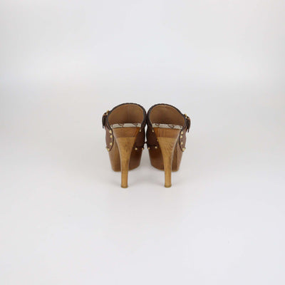 Gucci Brown Leather Janis Clogs