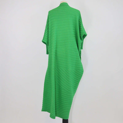 Issey Miyake Green Cotton Turtle Neck Knitted Midi Dress