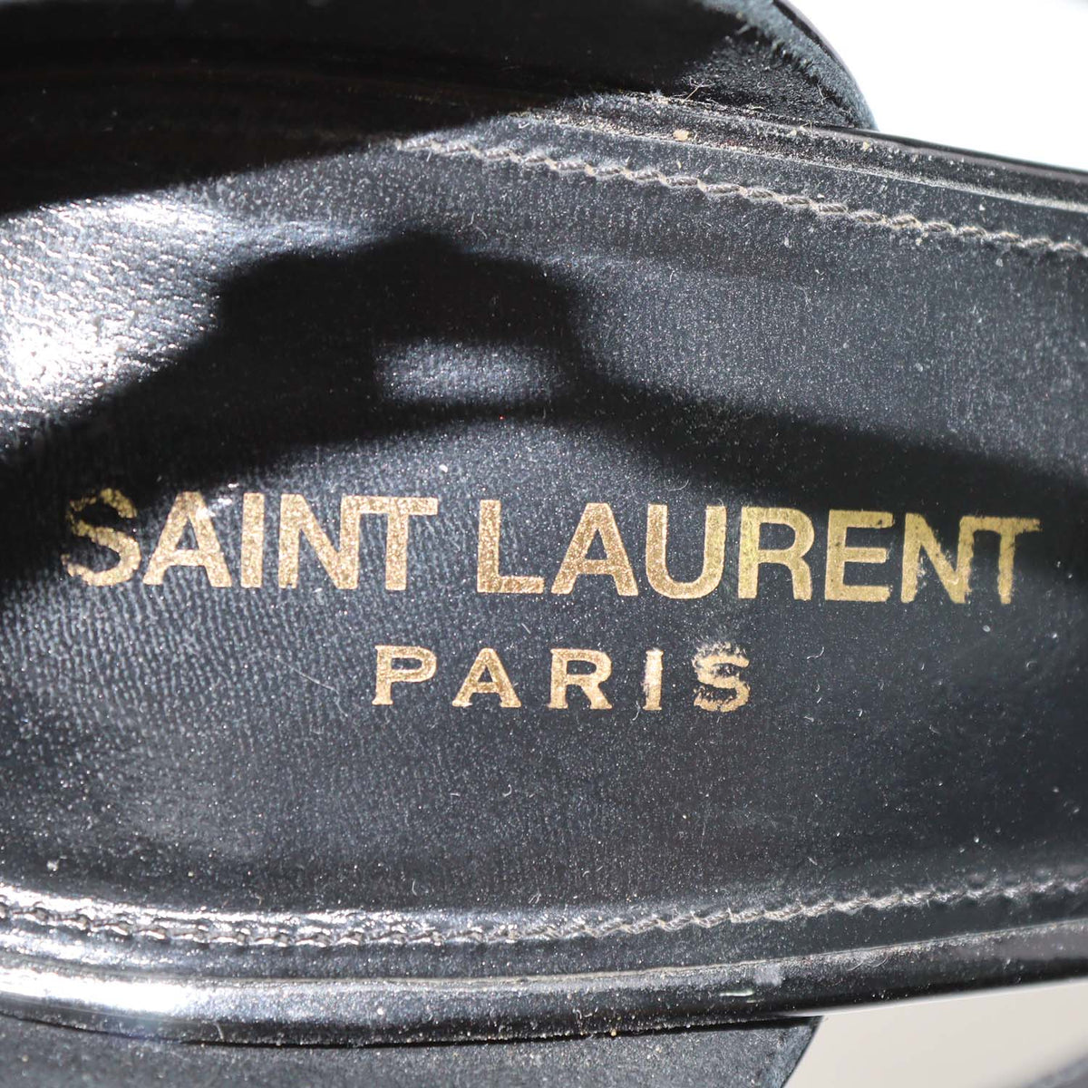 Saint Laurent Black Patent Leather Opyum Ankle Strap Sandals