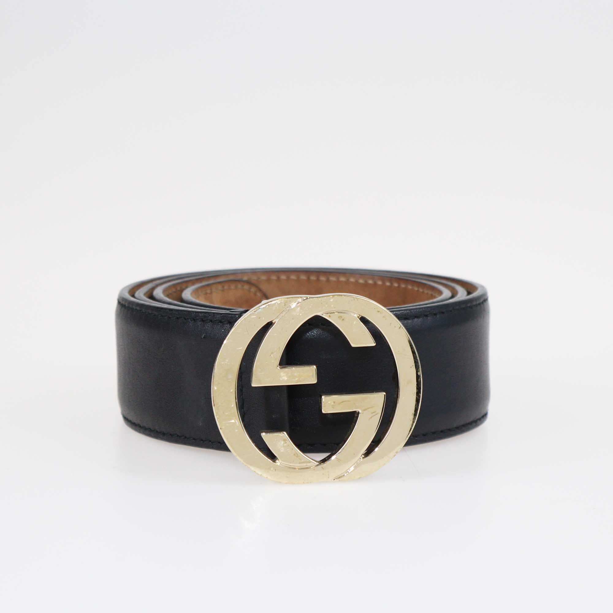 Gucci Black Interlocking G Buckle Belt Accessories Gucci 