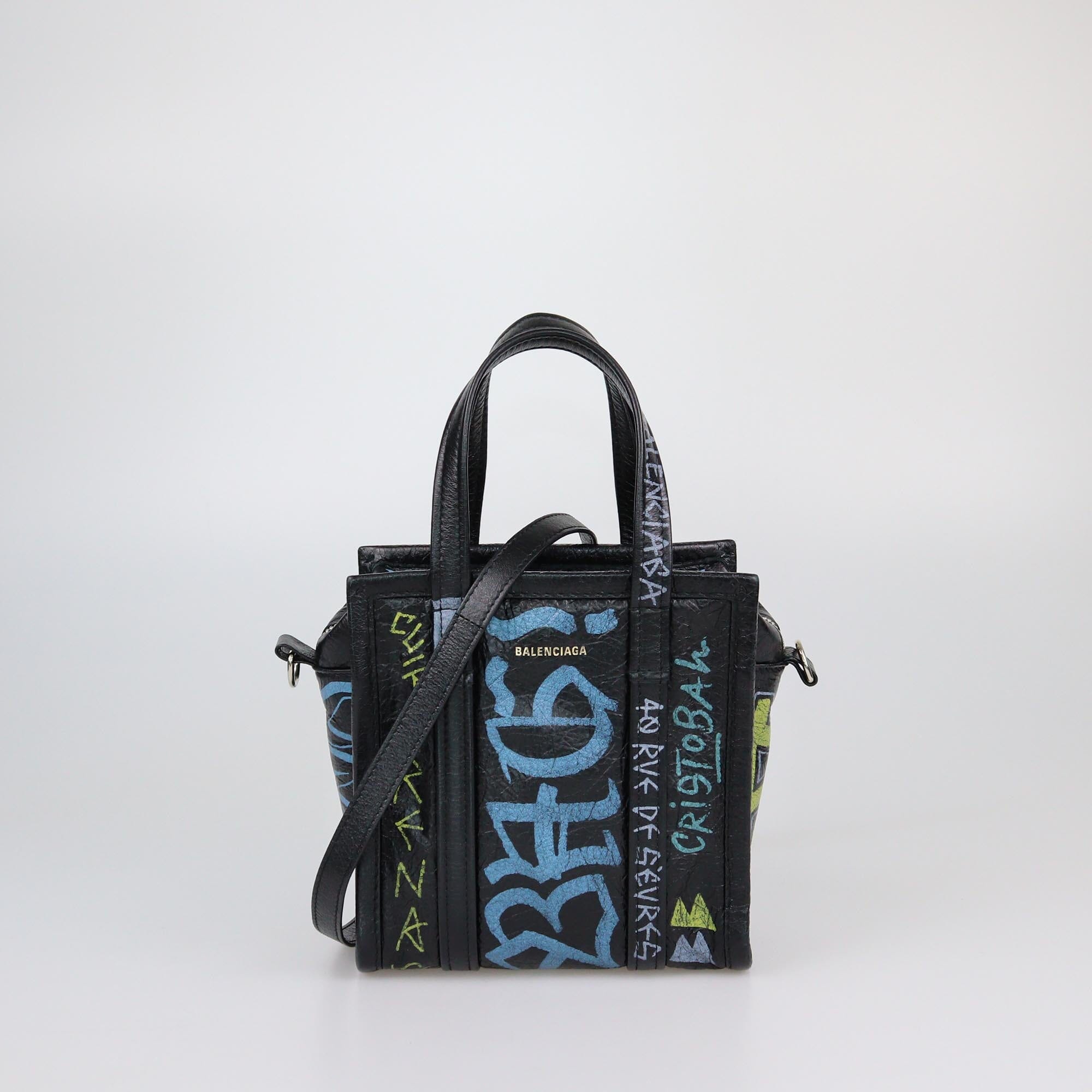 Balenciaga Black/Multicolor Graffiti XXS Bazar Tote Womens Balenciaga 