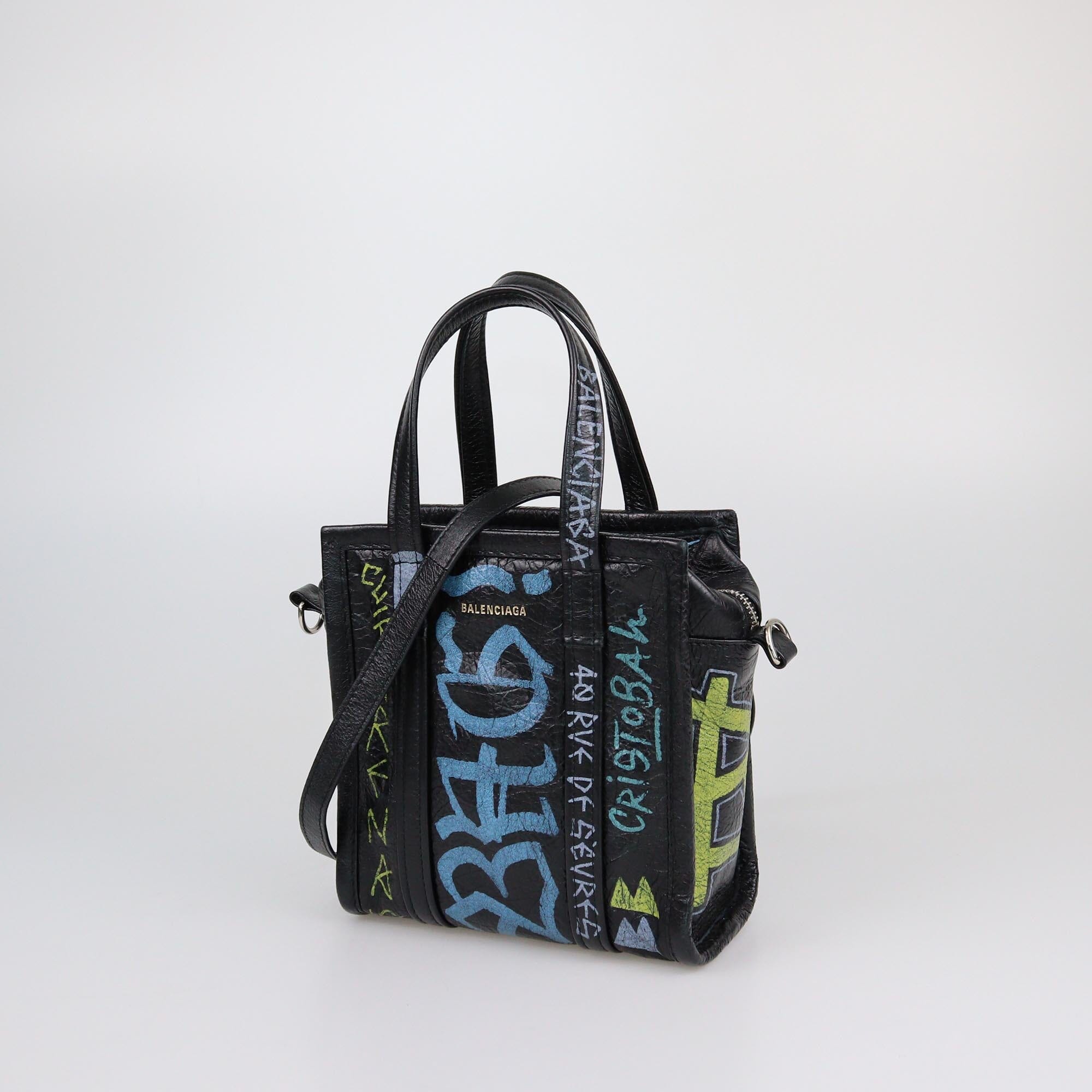 Balenciaga Black/Multicolor Graffiti XXS Bazar Tote Womens Balenciaga 