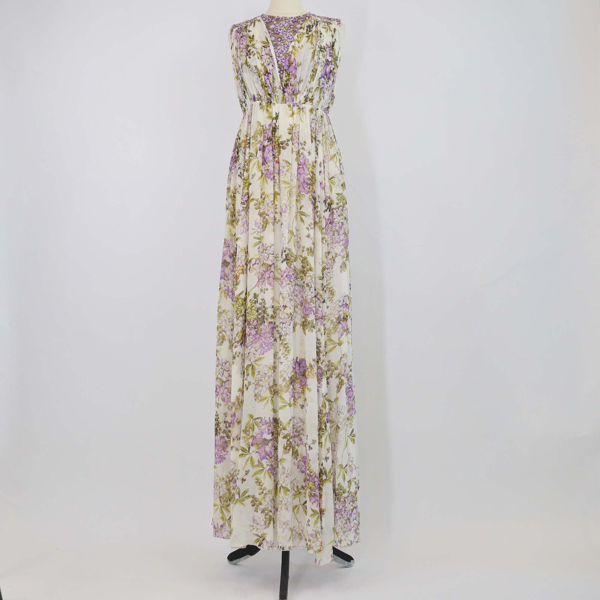Giambattista Valli Multicolor Silk Floral Embroidered Sleeveless Long Dress
