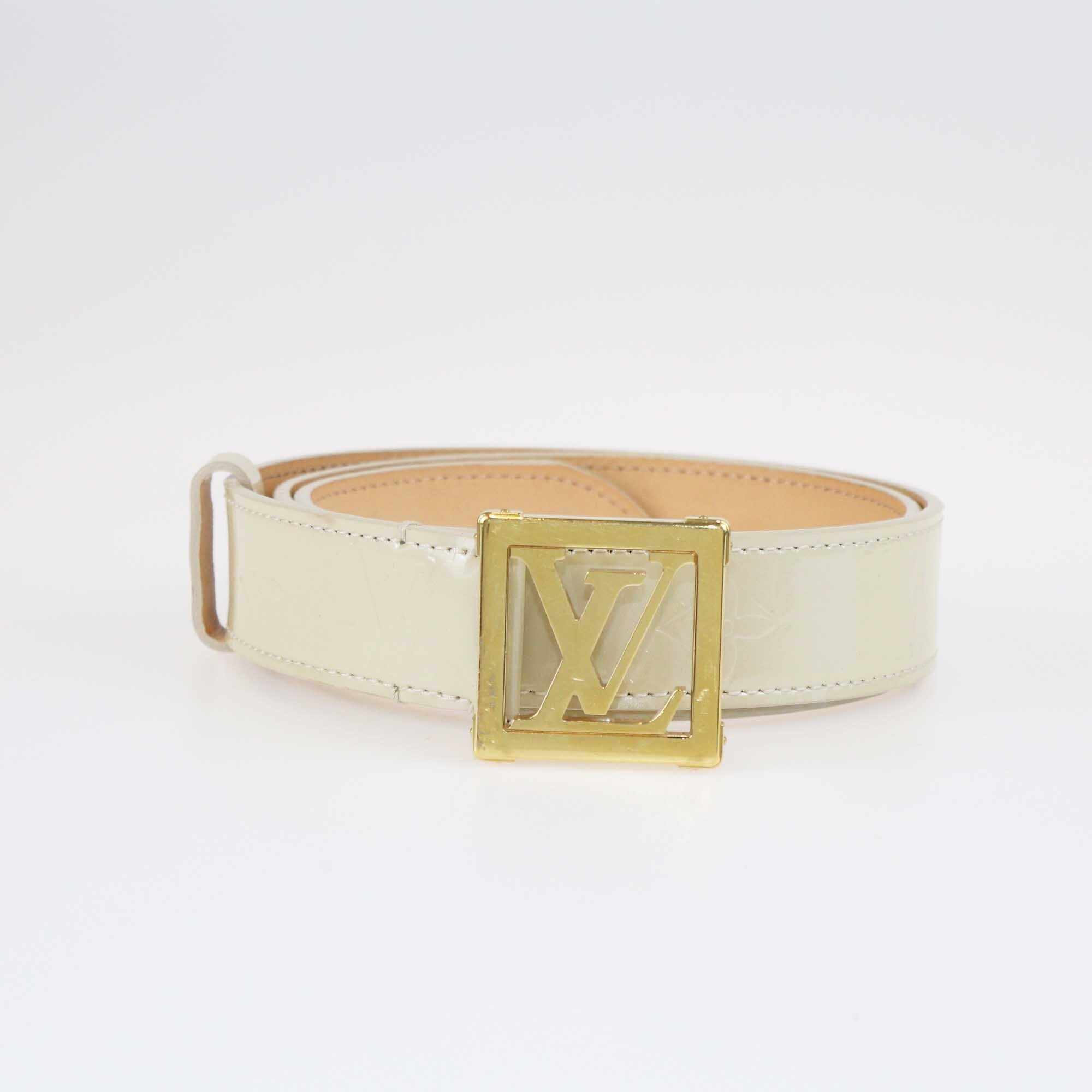 Louis Vuitton Blanc Corail Monogram Vernis LV Frame Belt Accessories Louis Vuitton 