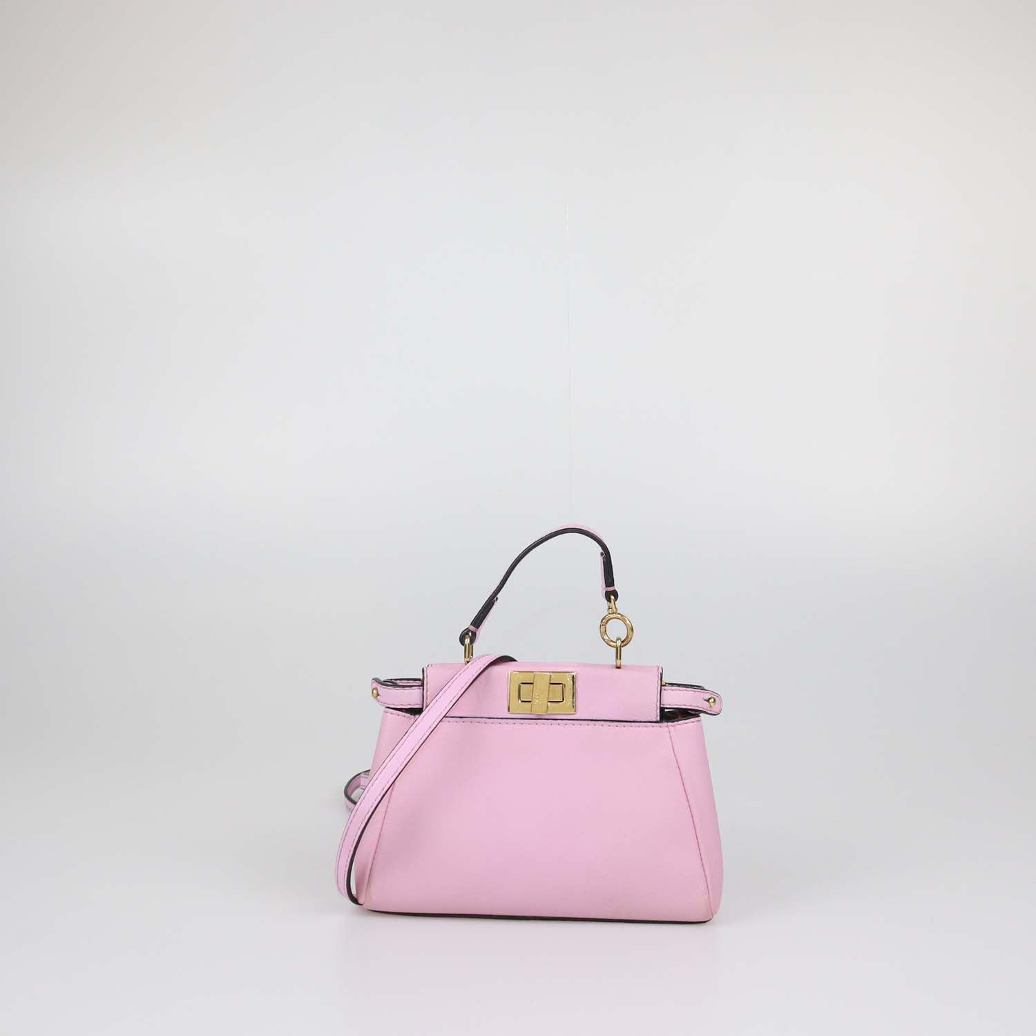 Fendi Pink Leather Micro Peekaboo Top Handle Bag