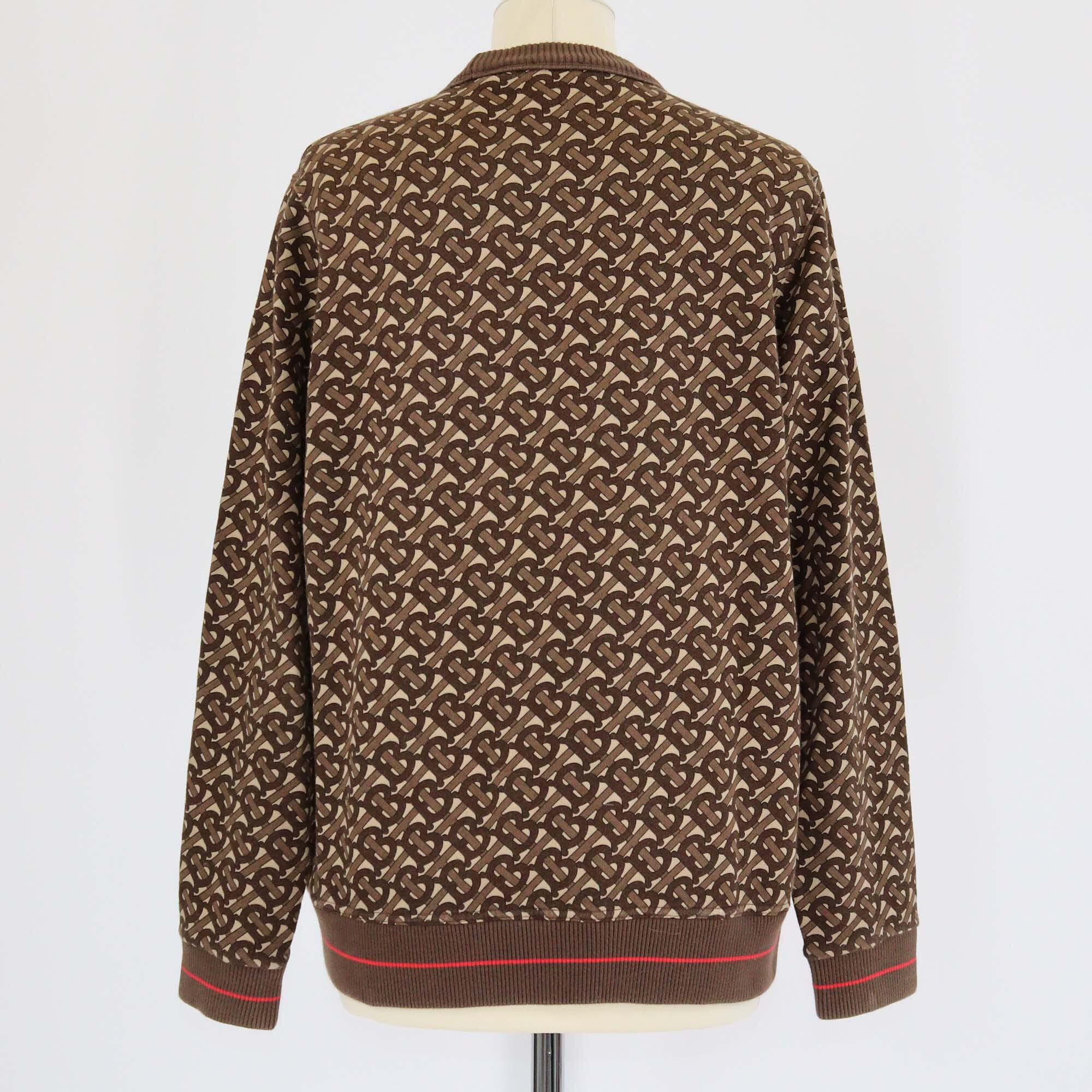 Burberry Brown Striped TB Print Long Sleeve Sweat Shirt Womens Burberry 