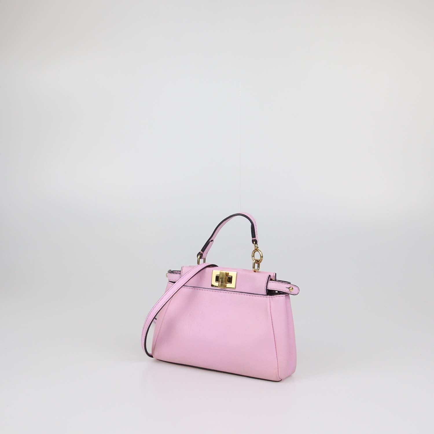 Fendi Pink Leather Micro Peekaboo Top Handle Bag