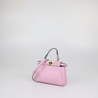 Fendi Pink Leather Micro Peekaboo Top Handle Bag