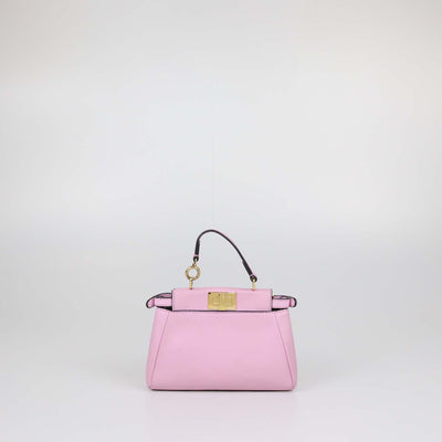 Fendi Pink Leather Micro Peekaboo Top Handle Bag