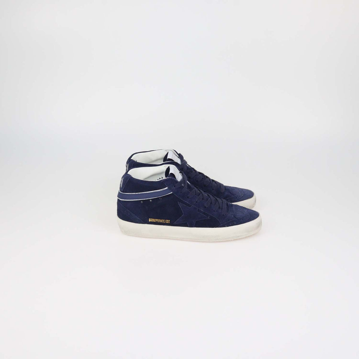 Golden Goose Navy Blue Suede Midstar Sneakers