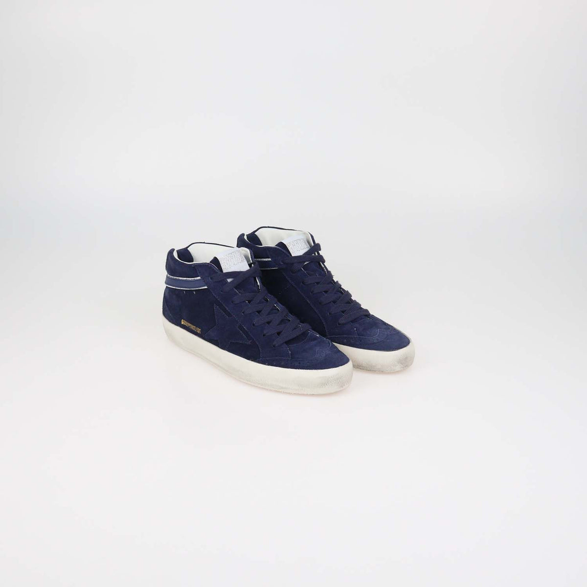 Golden Goose Navy Blue Suede Midstar Sneakers