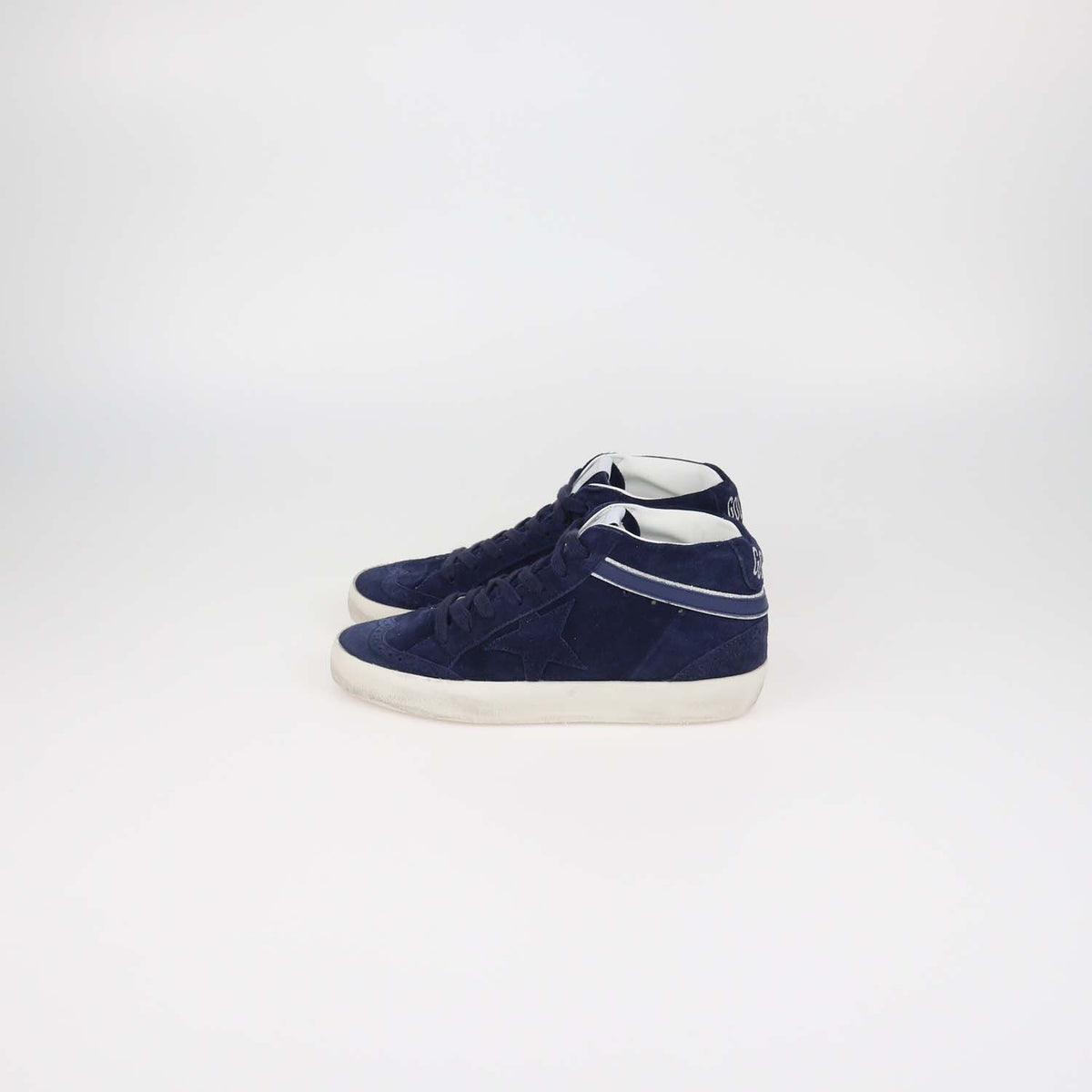 Golden Goose Navy Blue Suede Midstar Sneakers