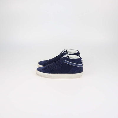 Golden Goose Navy Blue Suede Midstar Sneakers