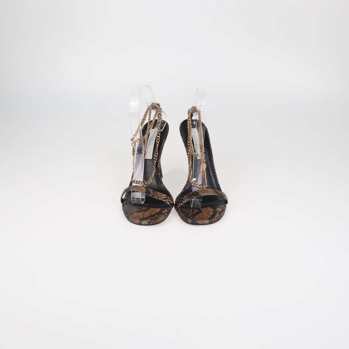 Stella McCartney Brown Python Print Chain Slide Sandals