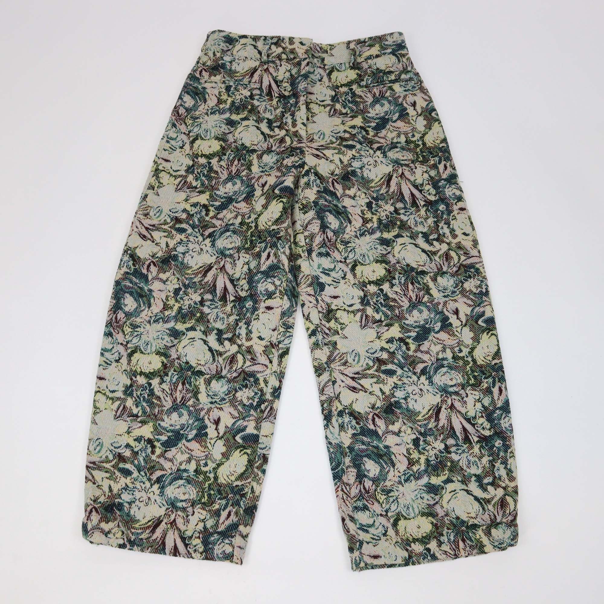 Ganni Multicolor Floral Print Tapestry Jacquard Trousers