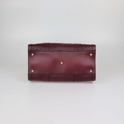 Gucci Burgundy Microguccissima Leather Duilio Brogue Boston Bag