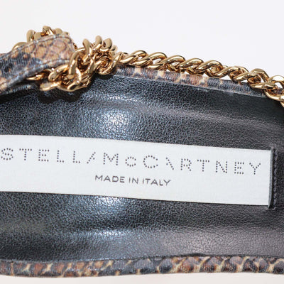 Stella McCartney Brown Python Print Chain Slide Sandals